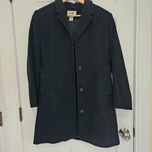 L.L. Bean Pea Coat Womens 8 Petite Single Breasted Wool Cashmere Blend Black
